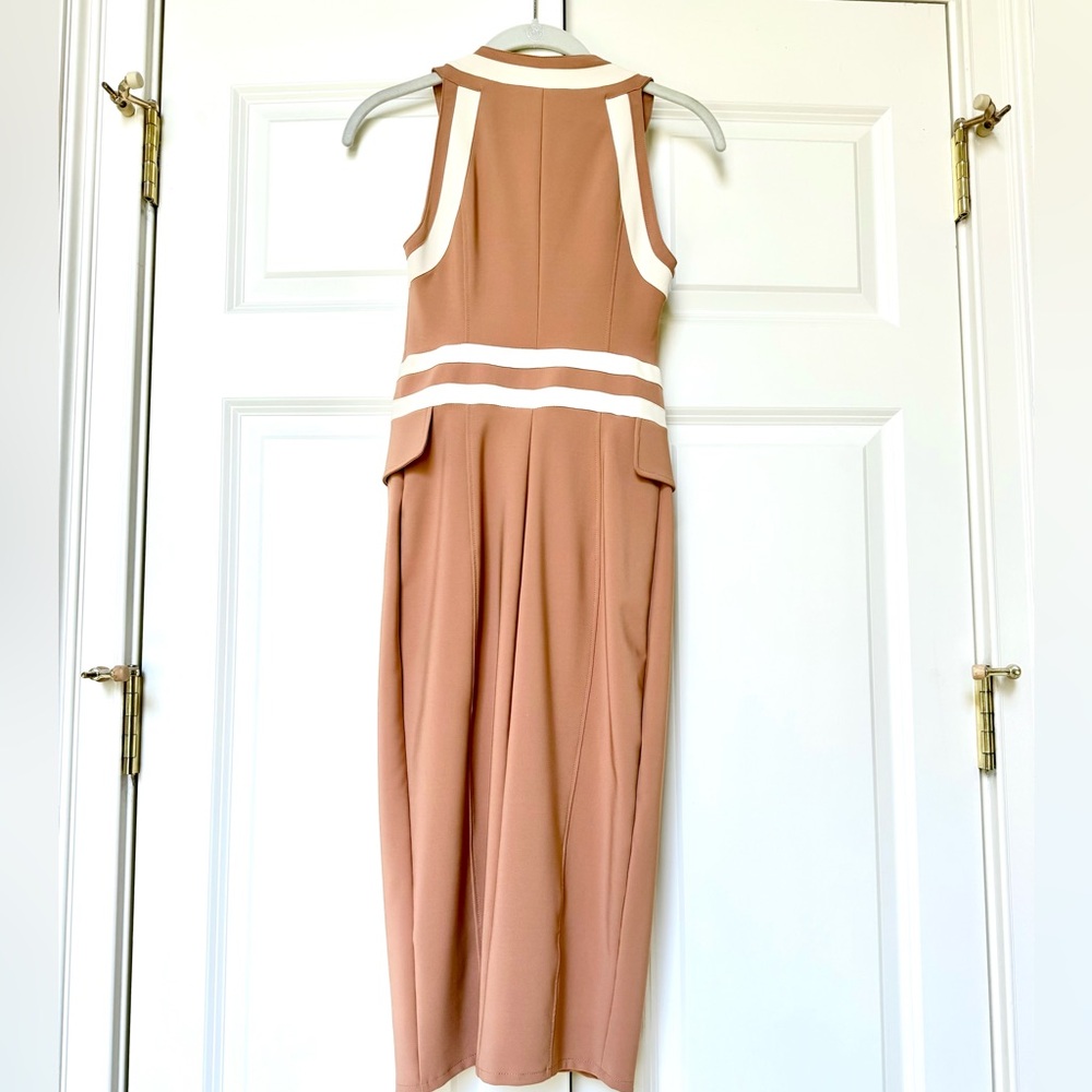 Elizabetta Franchi  Rose Gold with Cream sleeveless sheath dress size 40 NWT - Picture 8 of 8